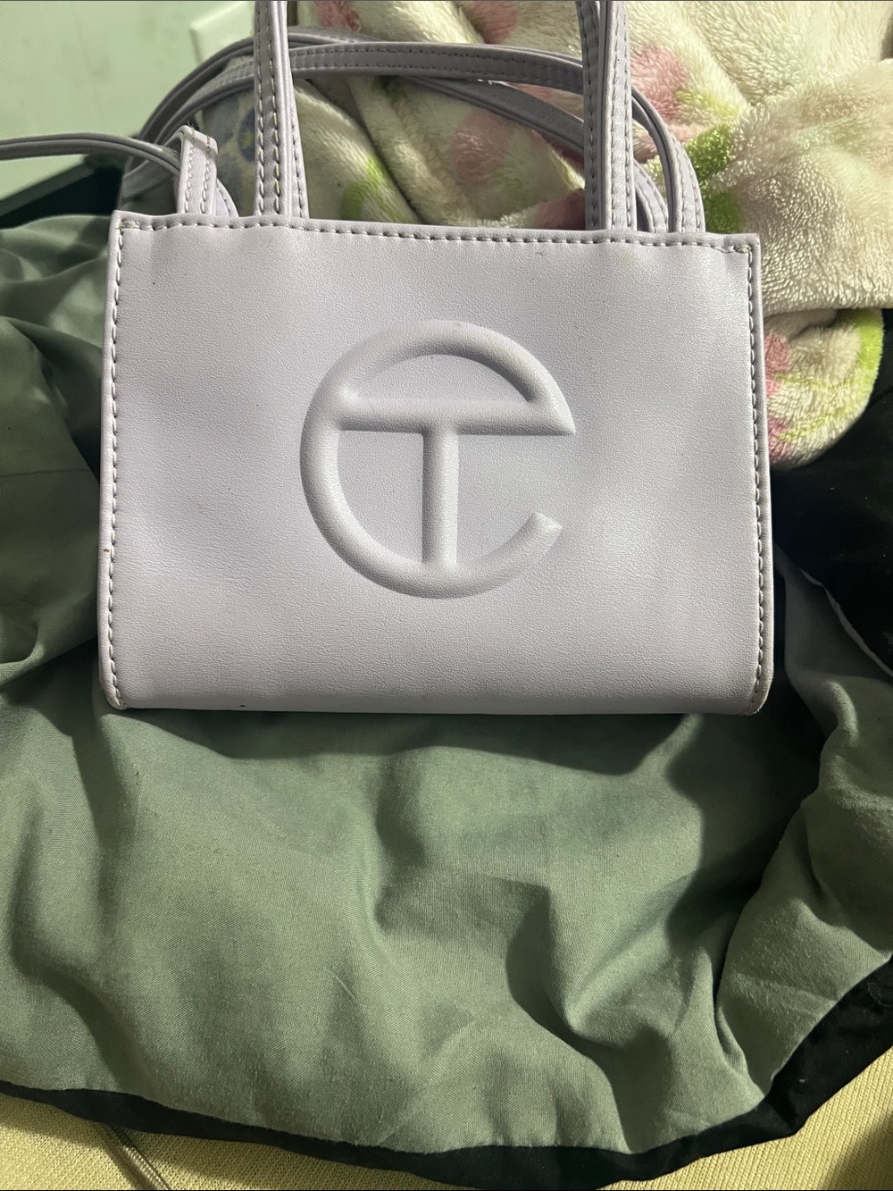 Telfar Small lavender Mini Shopper with Logo.